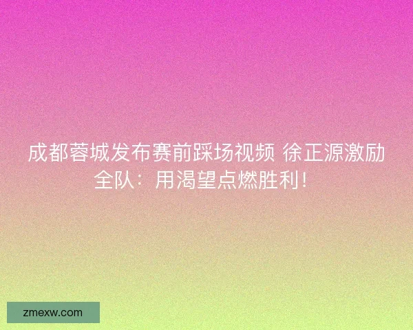成都蓉城发布赛前踩场视频 徐正源激励全队：用渴望点燃胜利！